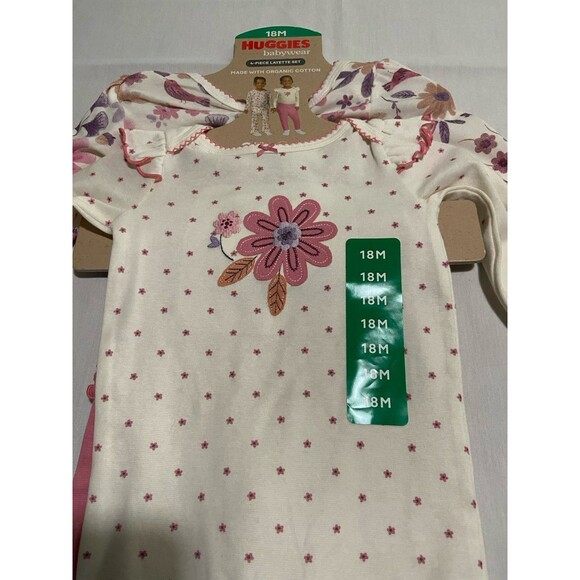 Huggies Baby wear 4 Piece Layette Set 18M Florals Organic Cotton - Picture 2 of 5